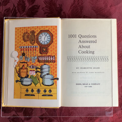 Left: Illustrated picture of kitchen, Right: Title page
