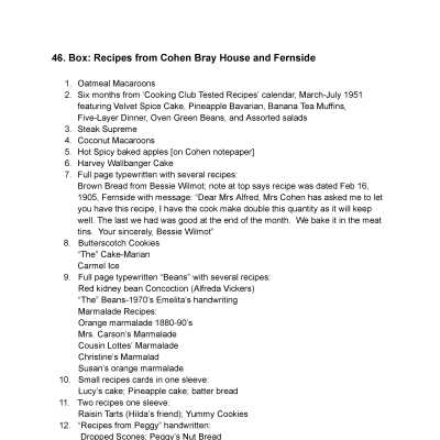 46. Recipes from Cohen Bray House and Fernside
