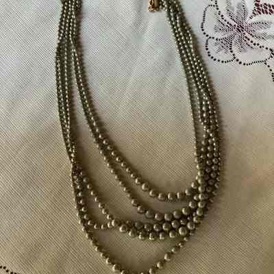 Silver toned beaded cascade necklace