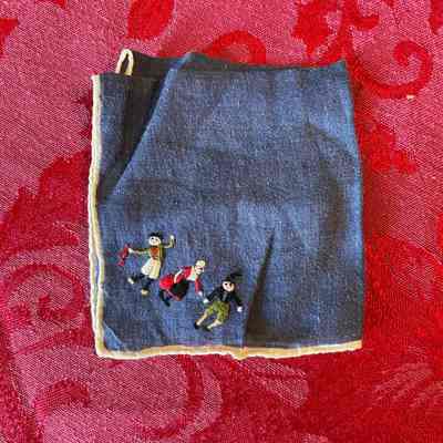 Blue Embroidered Handkerchief