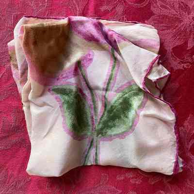 White and Purple Floral Scarf