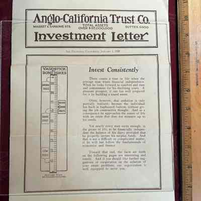 Investment Letters from Letter Collection from Anglo-California Trust Co.