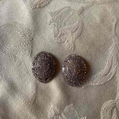 Silver and Diamond Brooch Matching Set