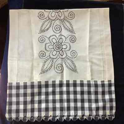 Embroidered and plaid rectangle textile