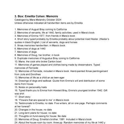 03. Emelita Cohen: Memoirs
