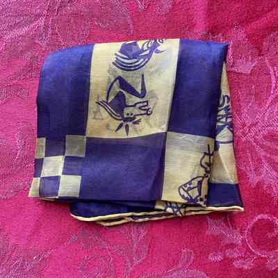 Blue and Yellow Patterned Scarf