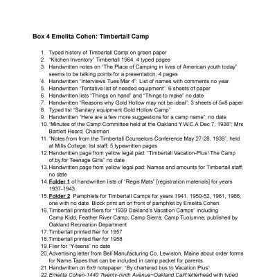 04. Emelita Cohen: Timbertall Camp