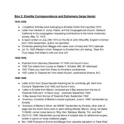 02. Emelita Cohen: Correspondence (large items)