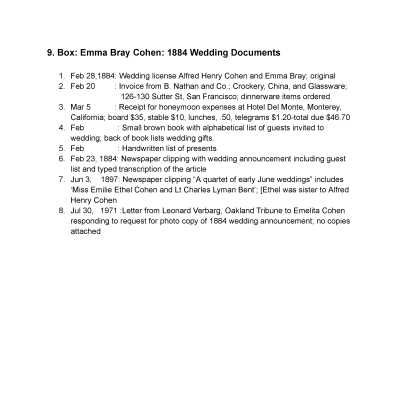 09. Emma Bray Cohen: Wedding documents original and copies