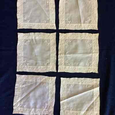 6 flower appliqué square textiles