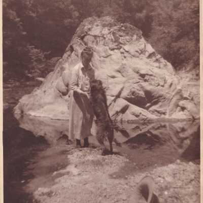 Emelita and unknown dog, mid 1910s?