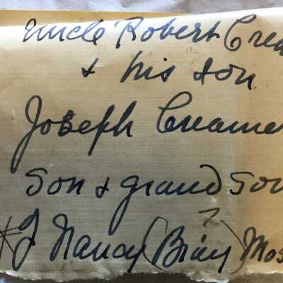 description of family history included with daguerreotype: back