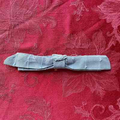 Blue Bow and White Lace Scraps