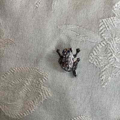 Silver Toned Frog Shaped Hat Pin with imitation Diamonds