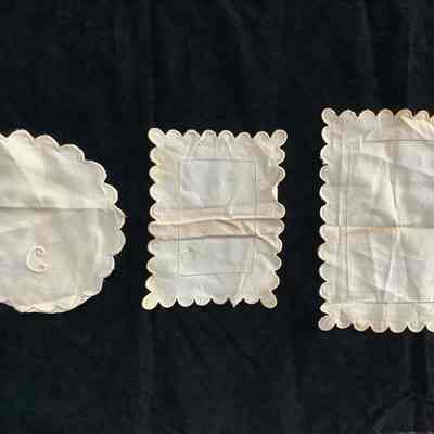 Scalloped Edge White Handkerchiefs