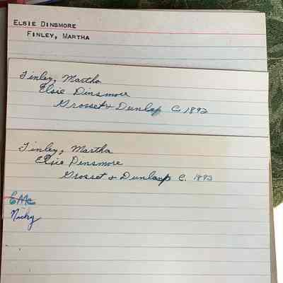 Index cards inside envelope in front cover