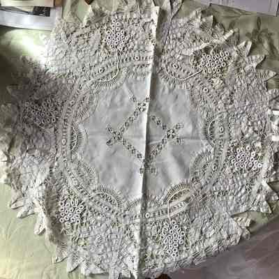Battenburg tape lace small table cloth