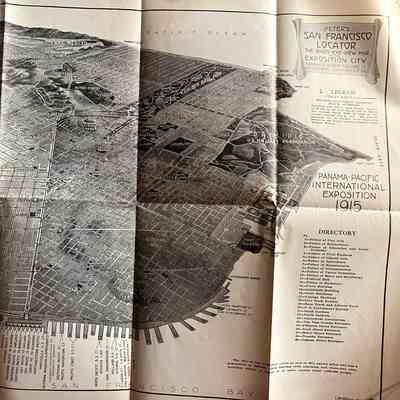 Foldout map: "Peter's San Francisco Locator- The birds-eye-view-map Exposition City"
