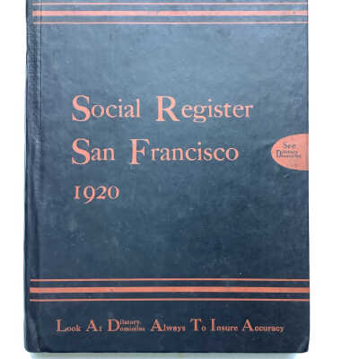 Social Register San Francisco 1920