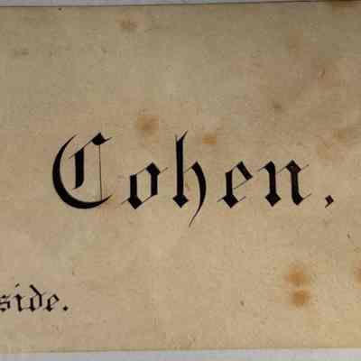 Calling card of A.A. Cohen: Lettering is raised