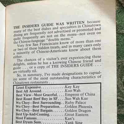 Introductory page: Explanation of why author wrote the book and "best-of" the guide; categories include "Best Up-And-Coming," "Most Famous," "Best Dyum Sum."