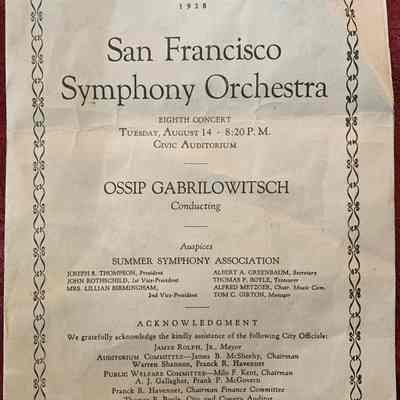 San Francisco Symphony Orchestra Program