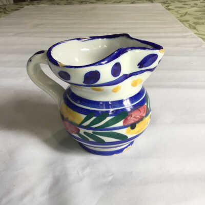 Pitcher- Blue on White ( Odd shape)