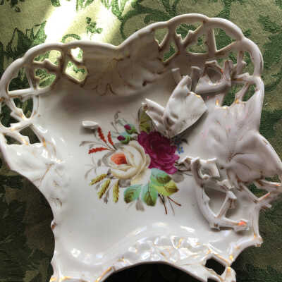 Broken dish - flowers in center