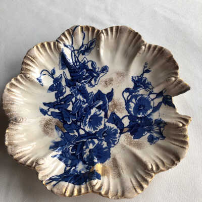 Plate- Blue Flowers on Cream