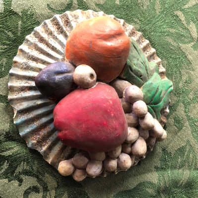 Plaster of Paris fruit sculpture. Gift to Emelita from great niece Sandy Reidenbach