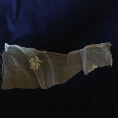 Fragment of garment, organza with embroidered shamrocks