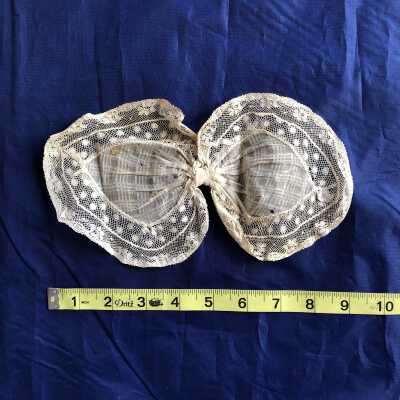 Ivory voile bow with lace trim