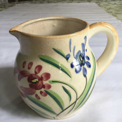 Pitcher- Flowers on Cream