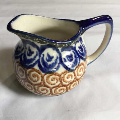 Small Pitcher- Blue/Tan Swirls