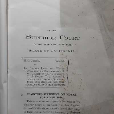 Superior Court La Canada Land and Water Company 1906