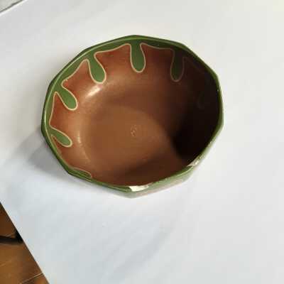 Bowl - green and brown pattern