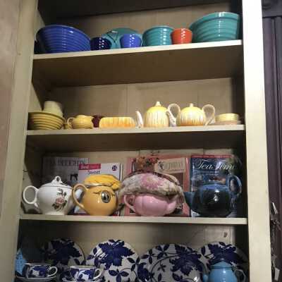 Shelves to the left of the dining room door