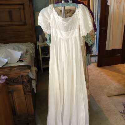 Nightgown white cotton, embroidered