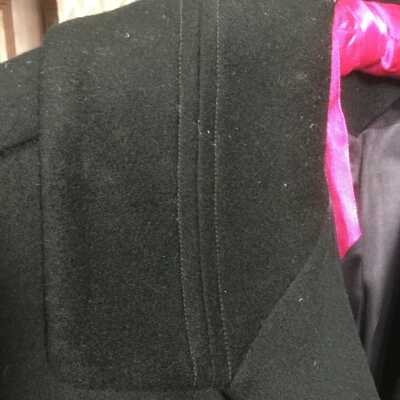 115  Coat Black Wool Collar