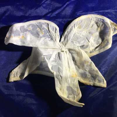 Burn-out voile bow/embellishment with floral pattern