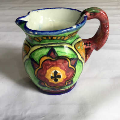 Pitcher- hand- painted with Red Handle