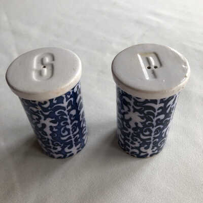 Salt/Pepper- Blue on White