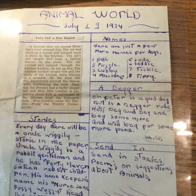 Animal World. July 19, 1934 newspaper