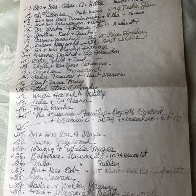 List of flowers given at Emma’s funeral