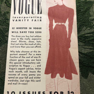 Advertisement Vogue Magazine 1930’s