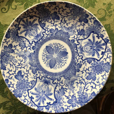 Blue patterned serving dish