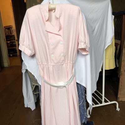 Dress pink white seersucker