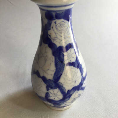 Small white Vase with blue design
