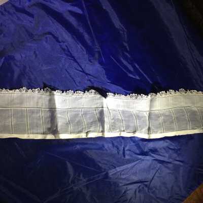 Half of 2-piece voile collar with stripes and lace trim