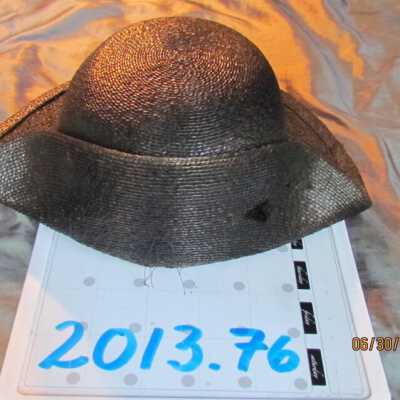 Hat 1920s Black Straw Cloche